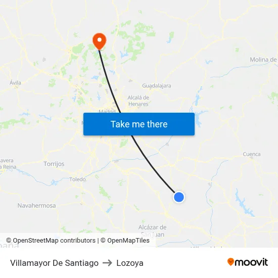 Villamayor De Santiago to Lozoya map