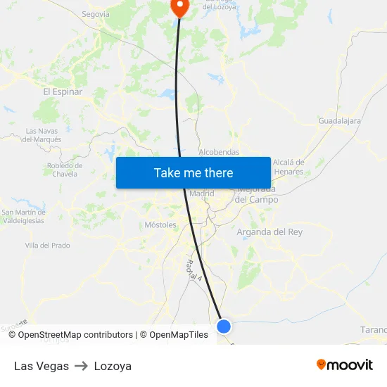 Las Vegas to Lozoya map