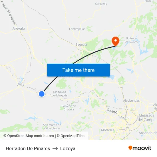 Herradón De Pinares to Lozoya map