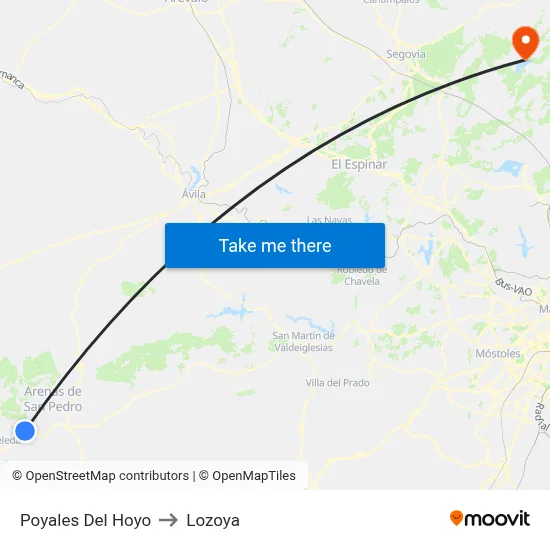 Poyales Del Hoyo to Lozoya map
