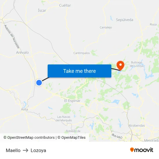 Maello to Lozoya map
