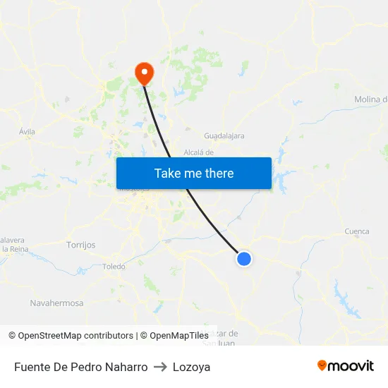 Fuente De Pedro Naharro to Lozoya map