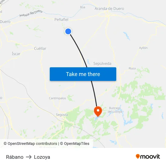 Rábano to Lozoya map