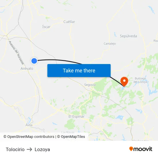 Tolocirio to Lozoya map