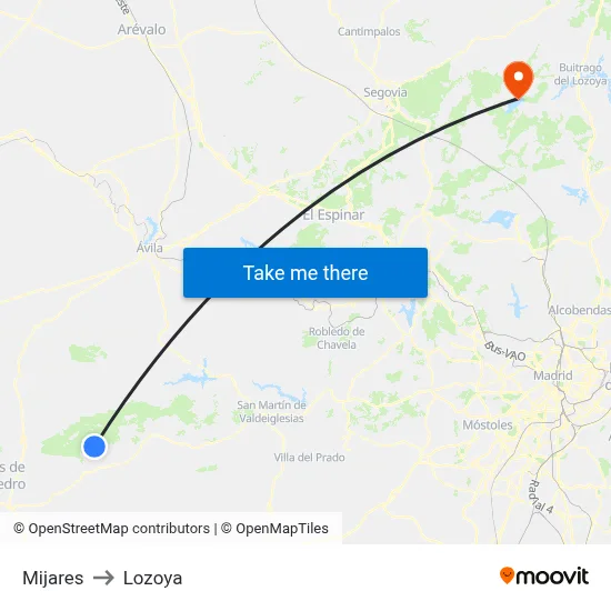 Mijares to Lozoya map