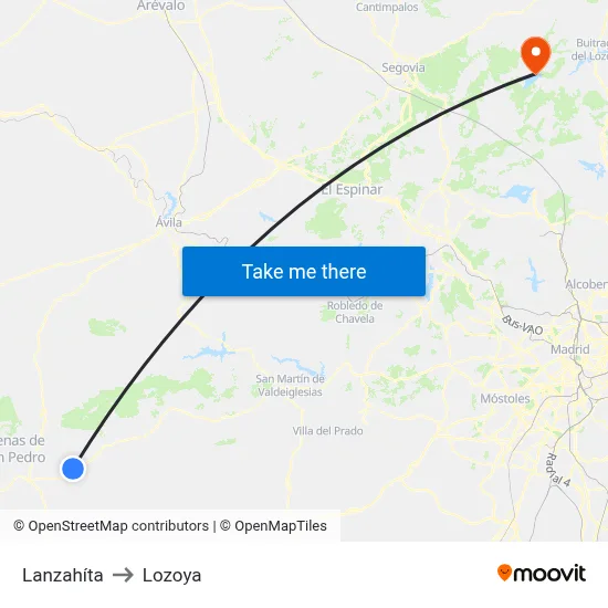 Lanzahíta to Lozoya map
