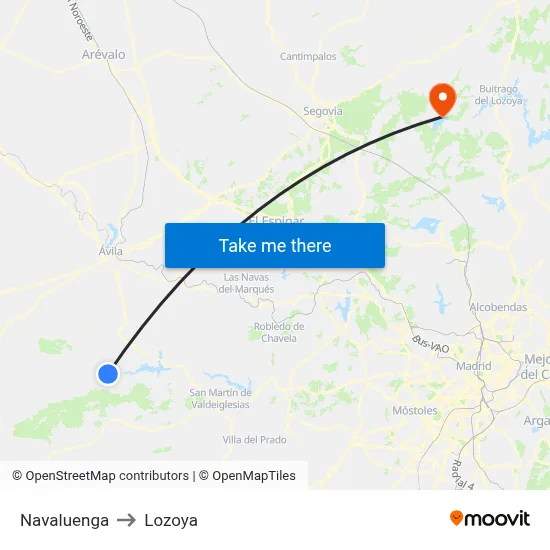 Navaluenga to Lozoya map