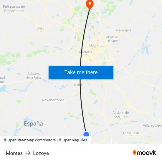 Montes to Lozoya map