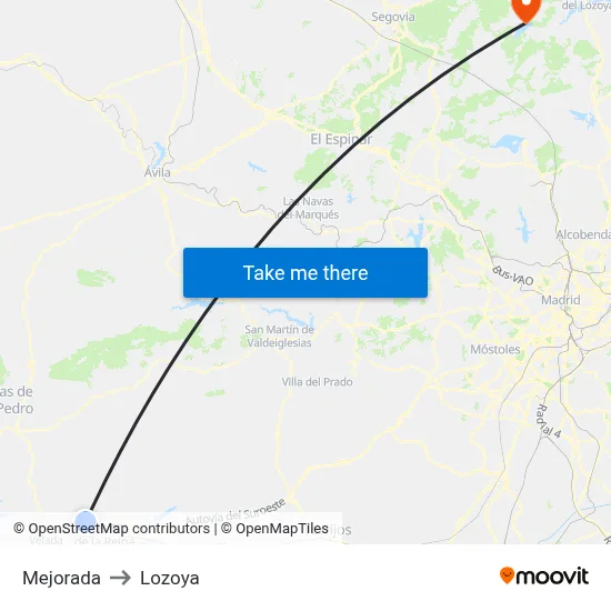 Mejorada to Lozoya map