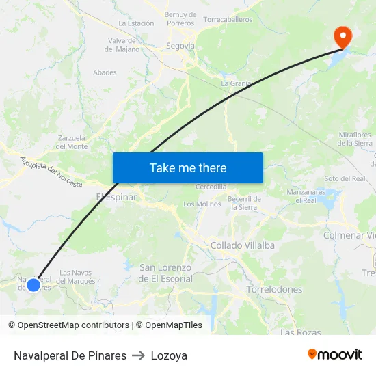 Navalperal De Pinares to Lozoya map