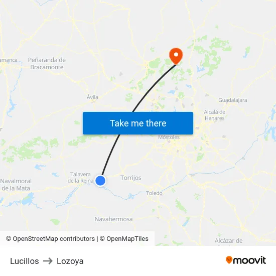 Lucillos to Lozoya map