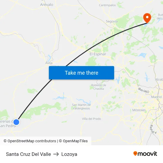 Santa Cruz Del Valle to Lozoya map