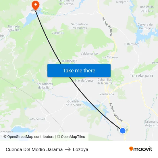 Cuenca Del Medio Jarama to Lozoya map