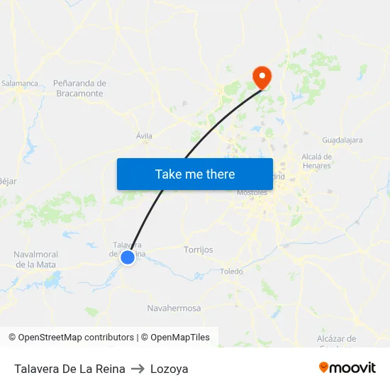 Talavera De La Reina to Lozoya map