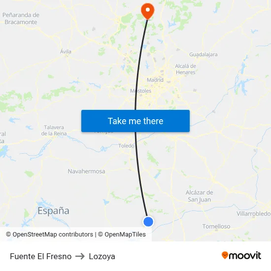 Fuente El Fresno to Lozoya map