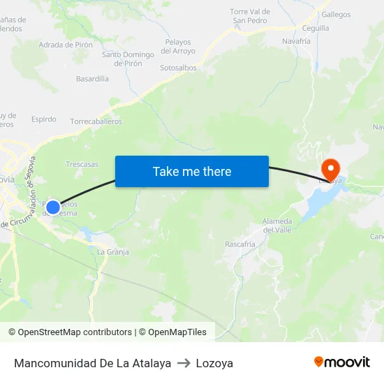 Mancomunidad De La Atalaya to Lozoya map