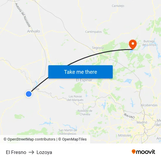 El Fresno to Lozoya map