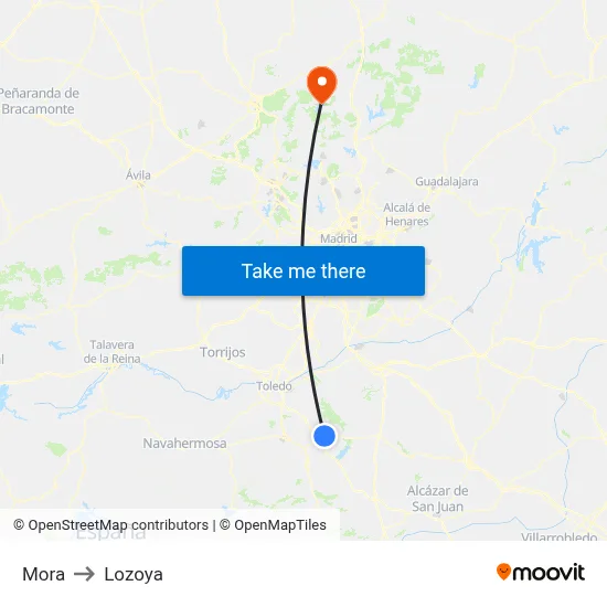 Mora to Lozoya map