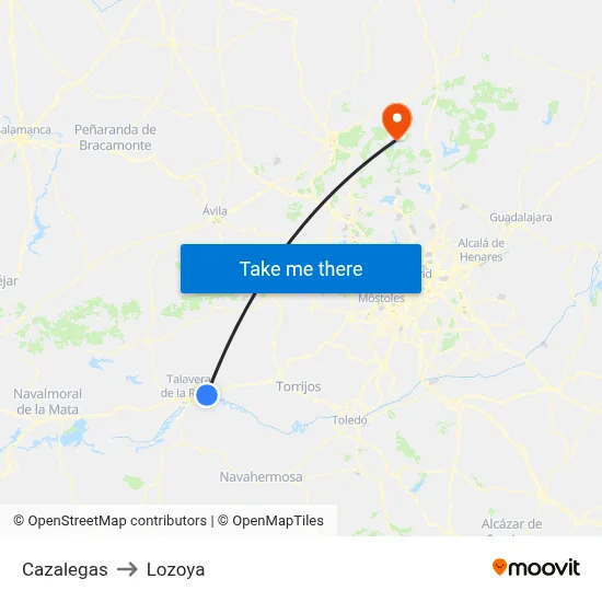 Cazalegas to Lozoya map