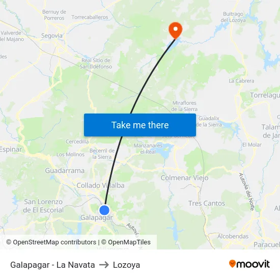 Galapagar - La Navata to Lozoya map