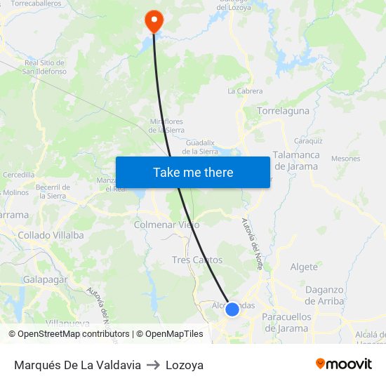 Marqués De La Valdavia to Lozoya map