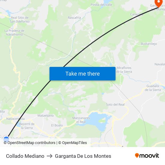 Collado Mediano to Garganta De Los Montes map