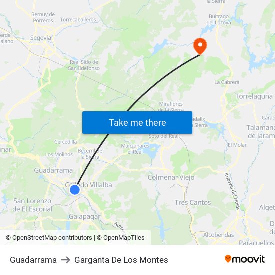Guadarrama to Garganta De Los Montes map