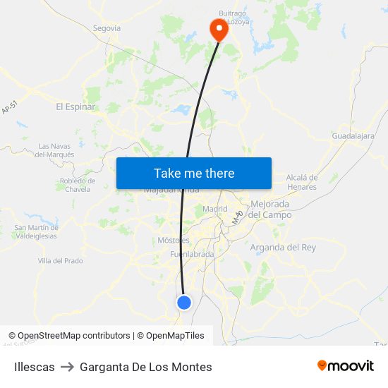 Illescas to Garganta De Los Montes map