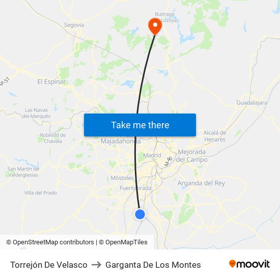Torrejón De Velasco to Garganta De Los Montes map