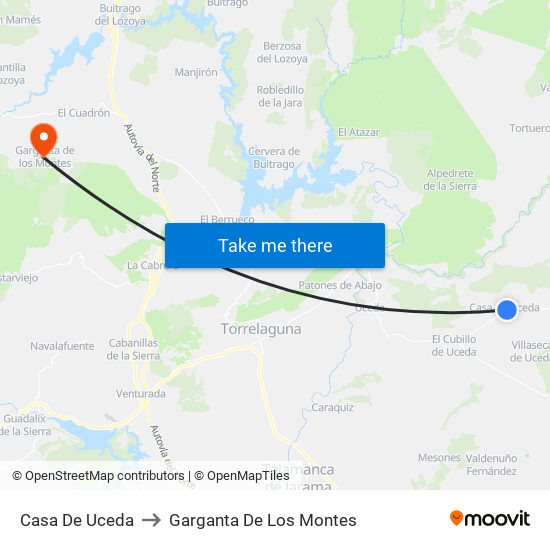 Casa De Uceda to Garganta De Los Montes map