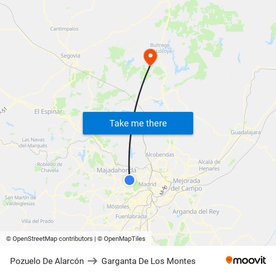Pozuelo De Alarcón to Garganta De Los Montes map