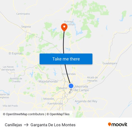 Canillejas to Garganta De Los Montes map