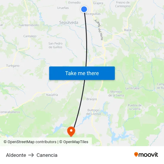Aldeonte to Canencia map