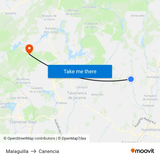 Malaguilla to Canencia map