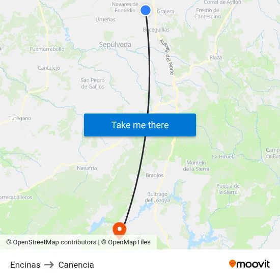 Encinas to Canencia map