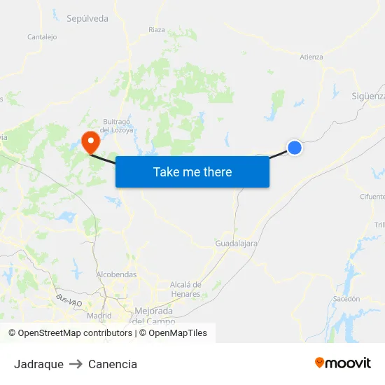 Jadraque to Canencia map