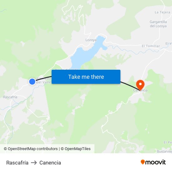 Rascafría to Canencia map