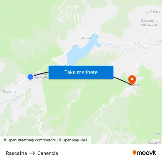 Rascafría to Canencia map
