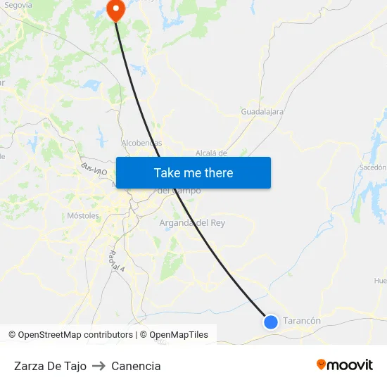 Zarza De Tajo to Canencia map