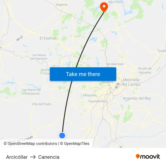 Arcicóllar to Canencia map