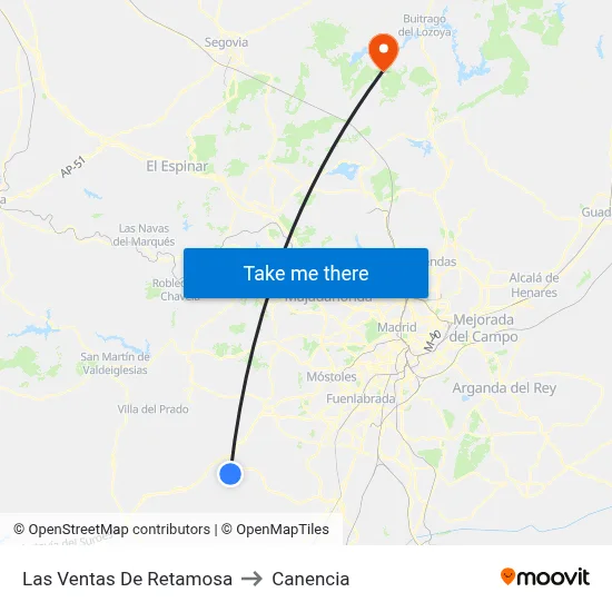 Las Ventas De Retamosa to Canencia map