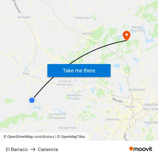 El Barraco to Canencia map