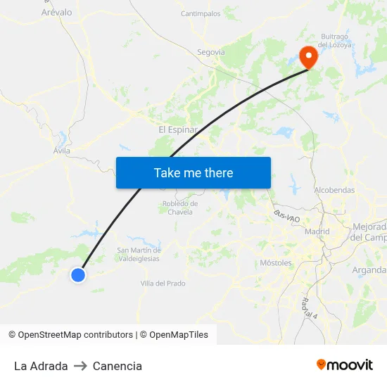 La Adrada to Canencia map
