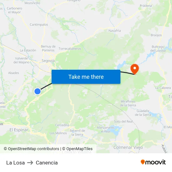 La Losa to Canencia map