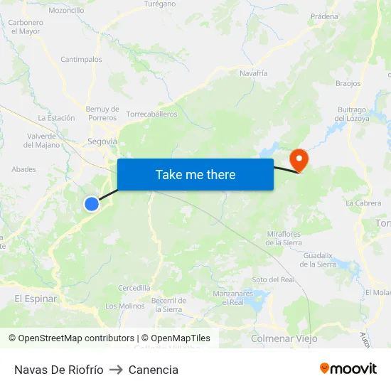 Navas De Riofrío to Canencia map