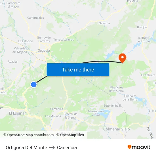 Ortigosa Del Monte to Canencia map