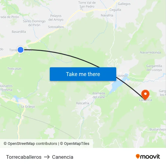 Torrecaballeros to Canencia map