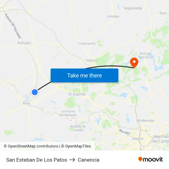 San Esteban De Los Patos to Canencia map