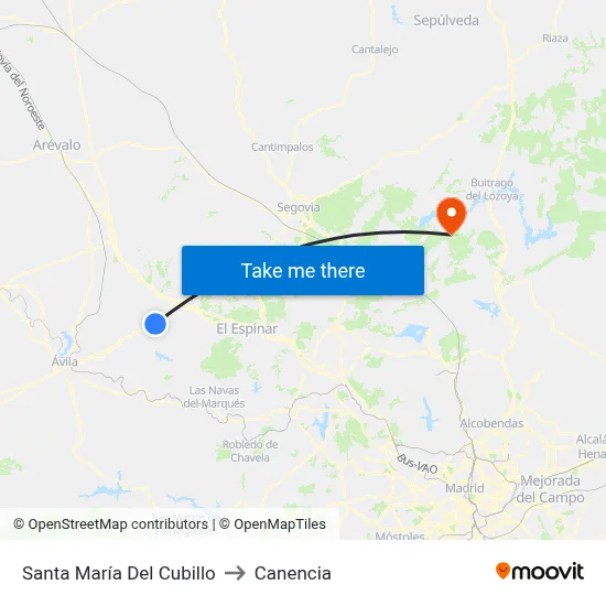 Santa María Del Cubillo to Canencia map