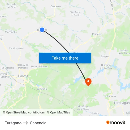 Turégano to Canencia map
